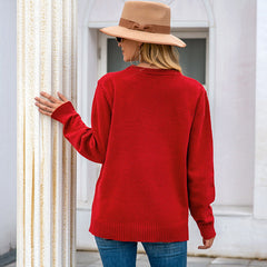 Sweater Christmas Loose Idle Letters Antlers Crew Neck Pullover Sweater