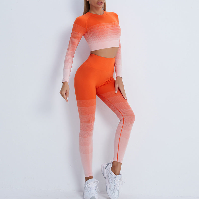 Gradient Sports Long Sleeve Trousers Suit Fitness Running Yoga Long Sleeve Tights
