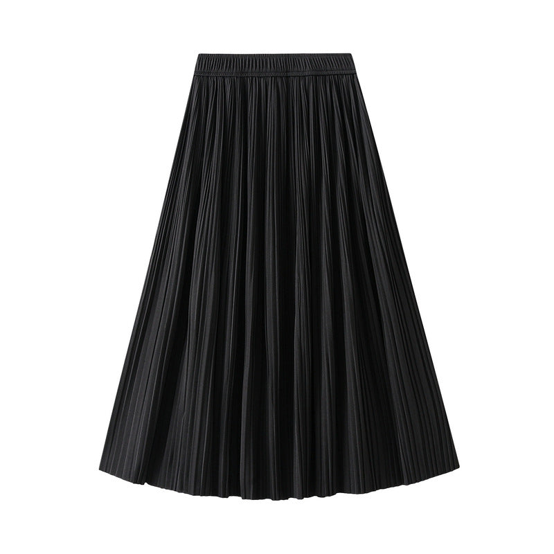 Draping Effect Pleated Skirt Skirt High Grade Mid Length A line Skirt