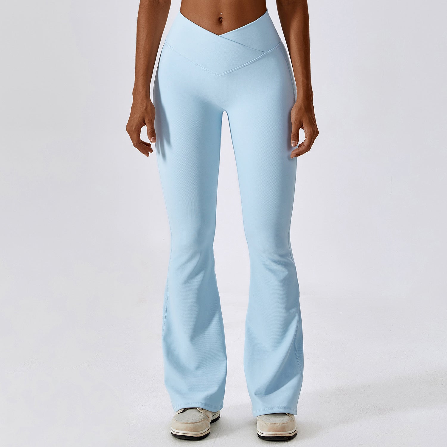 Cross High Waist Yoga Bell Bottom Pants Dance Sports Wide Leg Pants Casual Hip Lifting Fitness Bootcut Trousers