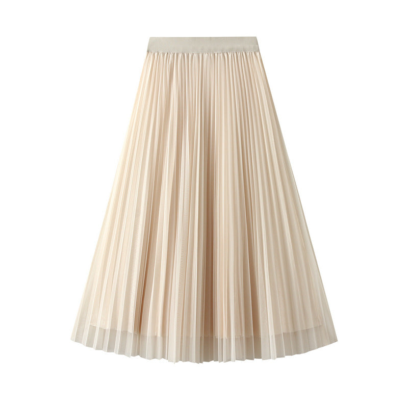 Veil Skirt High Waist Elastic Waist Tulle Skirt Pleated Skirt Two Sided