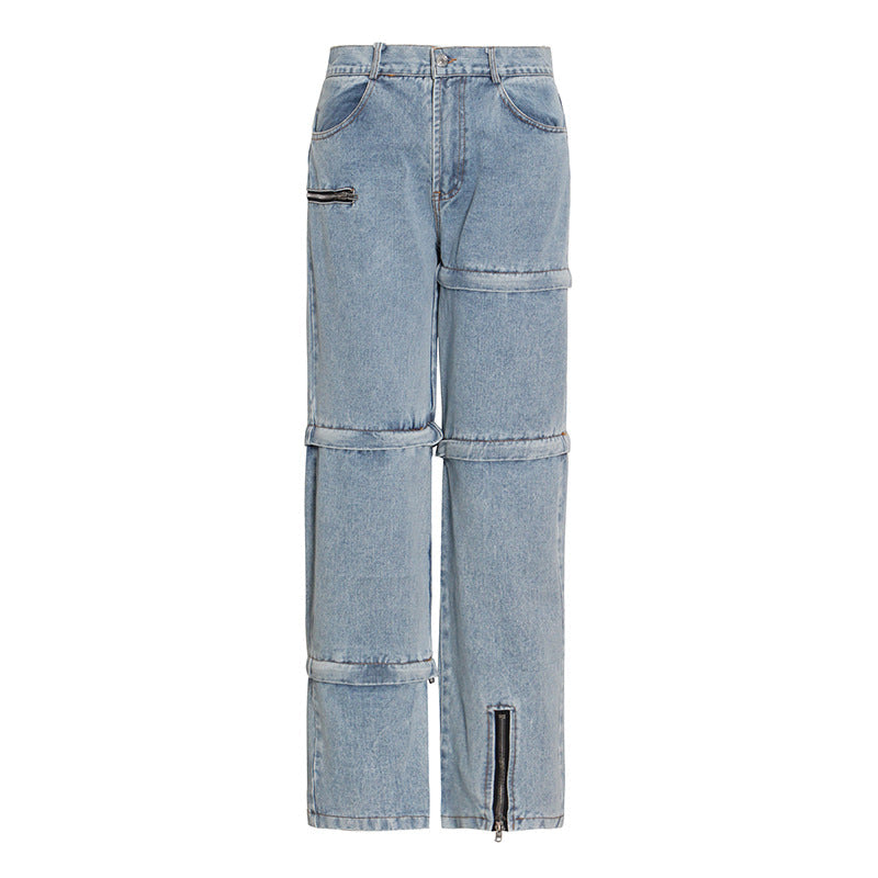 Pantalon droit amovible personnalisé Street BrJeans taille haute avec coutures