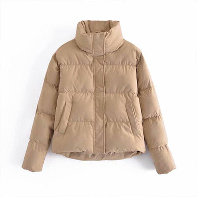 Office Short Korean Jacket Brown Cotton Padded Coat