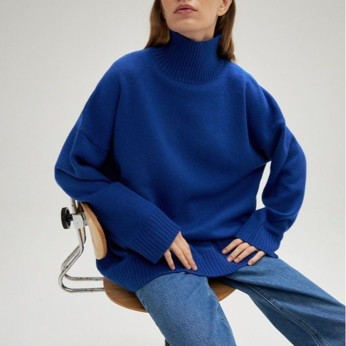 Knitted Half Turtleneck Loose Sweater