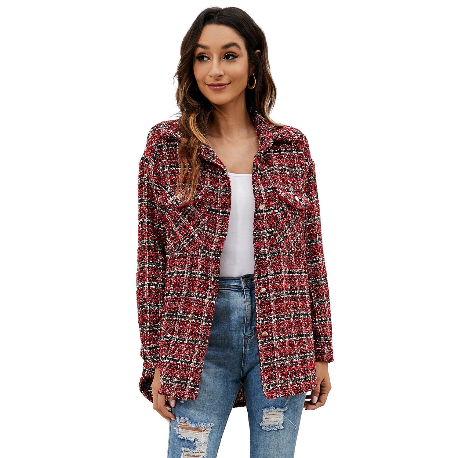 Manteau de Noël en laine à sequ avec poche