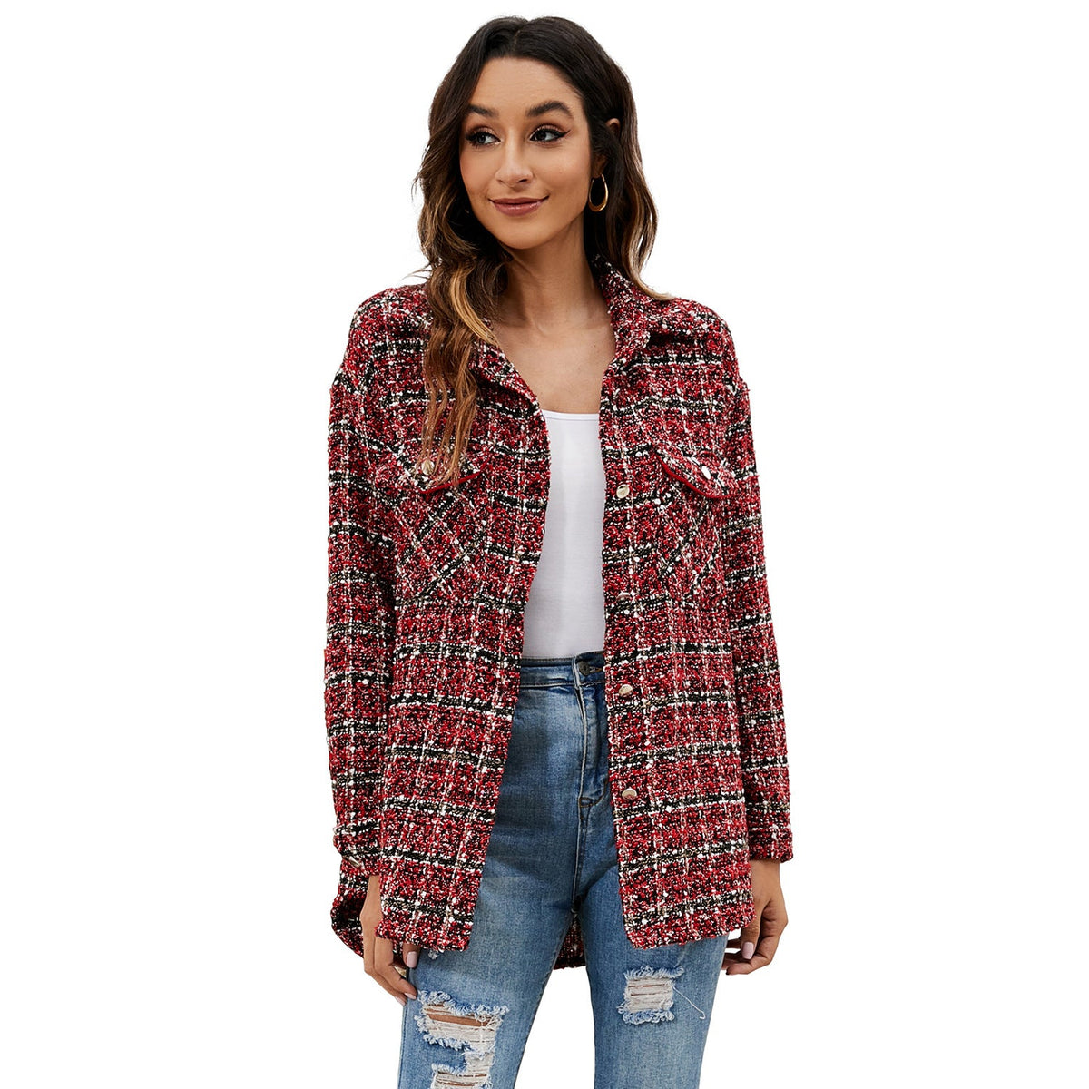 Manteau de Noël en laine à sequ avec poche