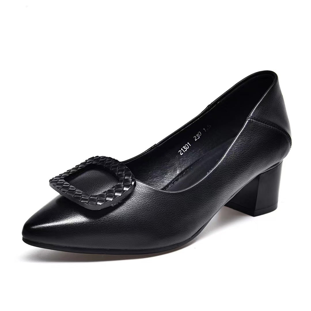 Women's Toe Shallow Mouth Mid Soft Bottom Chunky