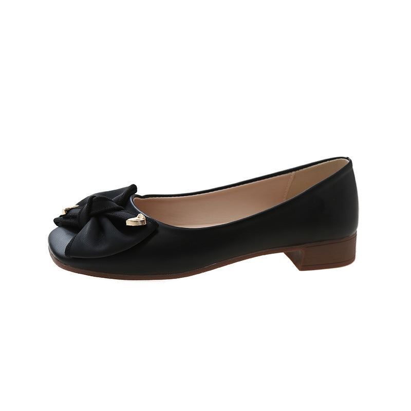 Women's Bottom Pumps Spring Bow Comfortable Peas Shallow Mouth