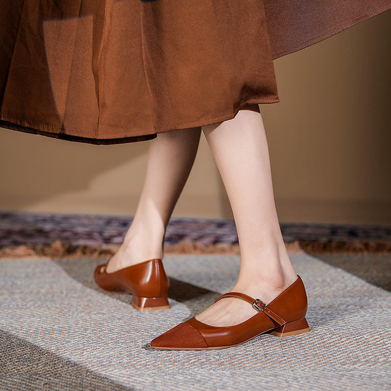 Talons épais et polyvalents pour femmes, à talons peu profonds et souples