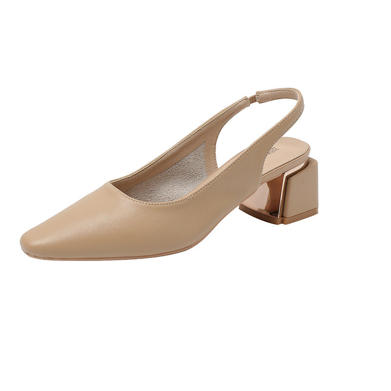 Women's Genuine Closed Toe Summer Square Chunky