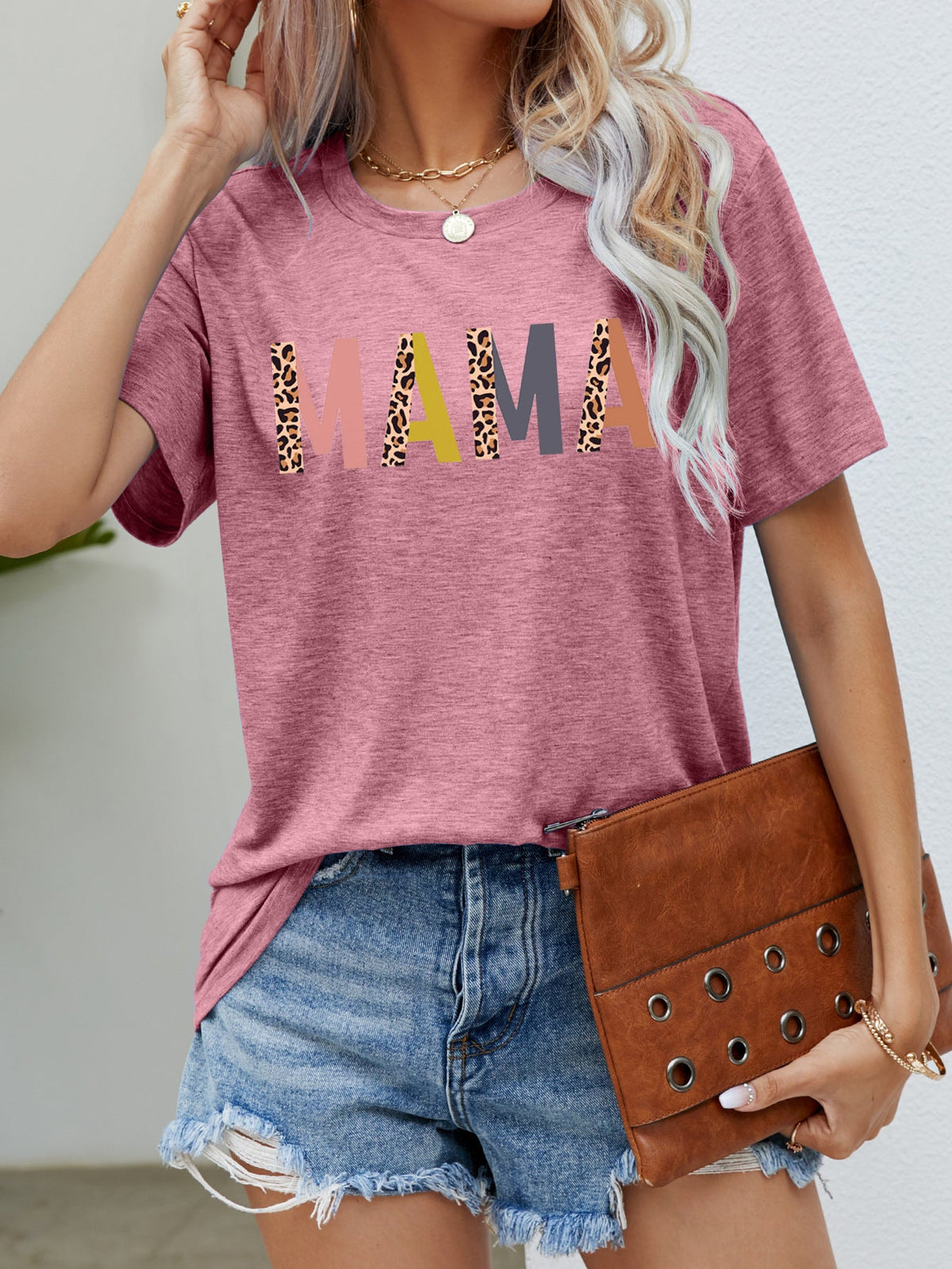 Top round Neck Short Sleeve Printed T shirt Mama Top