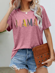 Top round Neck Short Sleeve Printed T shirt Mama Top