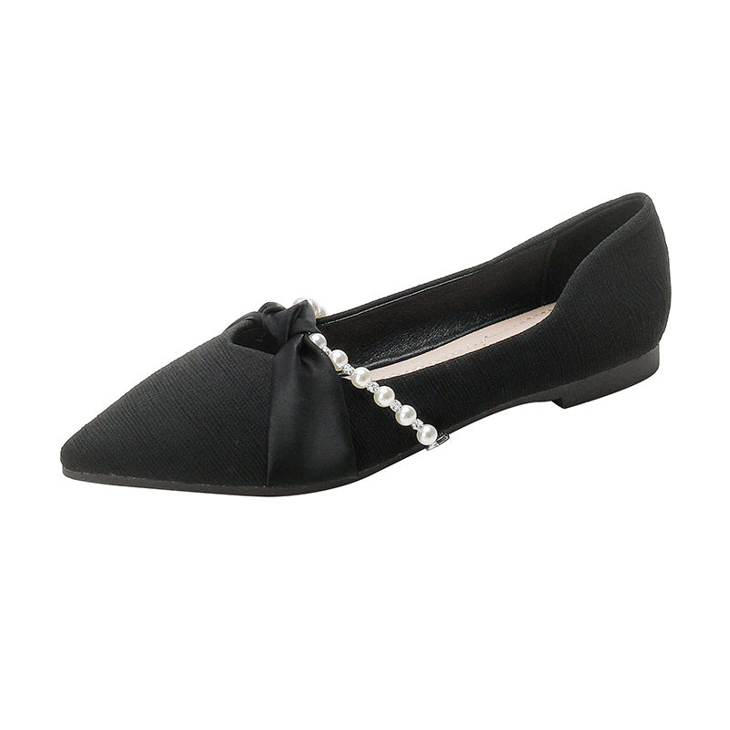 Women's Pumps Autumn Flat Lei Style Pearl