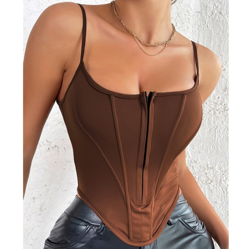 Stitching Breasted Cinched Waist Slim-Fit Diamond Backless Camisole Boning Corset Boning Corset