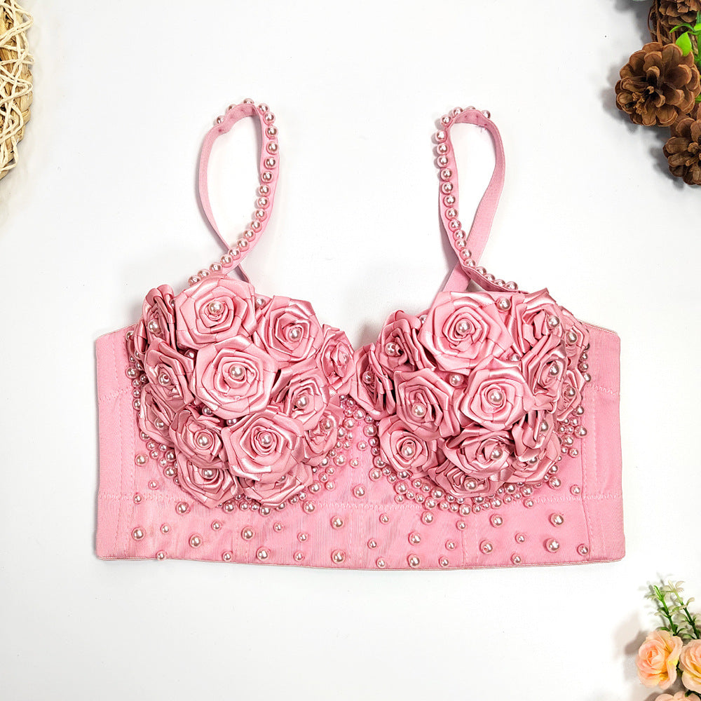 Three Dimensional Rose Floral Bra