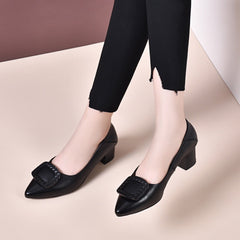 Women's Toe Shallow Mouth Mid Soft Bottom Chunky