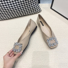 Women's Square Toe Flat Bottom Shallow Mouth Soft