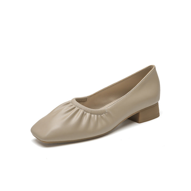 Trendy Women's Chunky Pumps Spring Pleated