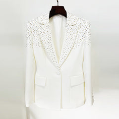 Schmaler Blazer mit einem Knopf und Strass