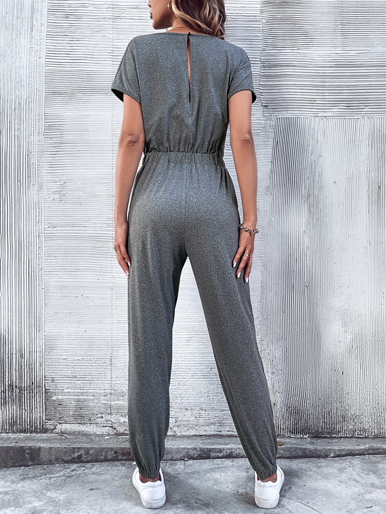 Casual Short Sleeved Wide Leg Jumpsuit