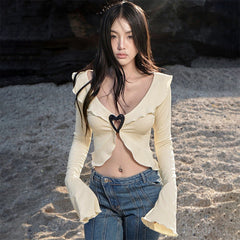 round Neck Long Sleeve Short All Match Top