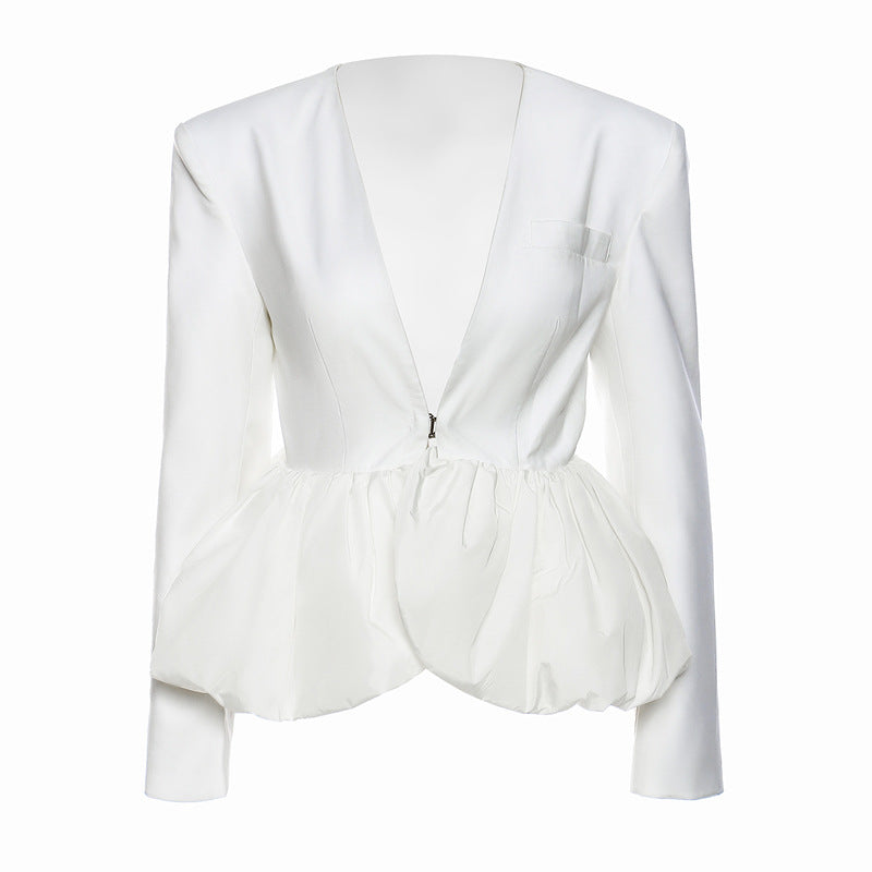 Hem Bubble Three Dimensional Doll Shape Short Blazer