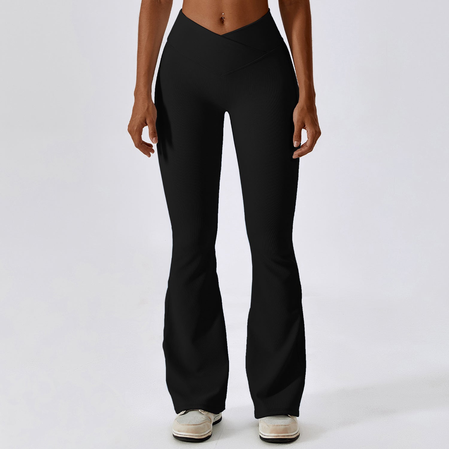 Cross High Waist Yoga Bell Bottom Pants Dance Sports Wide Leg Pants Casual Hip Lifting Fitness Bootcut Trousers
