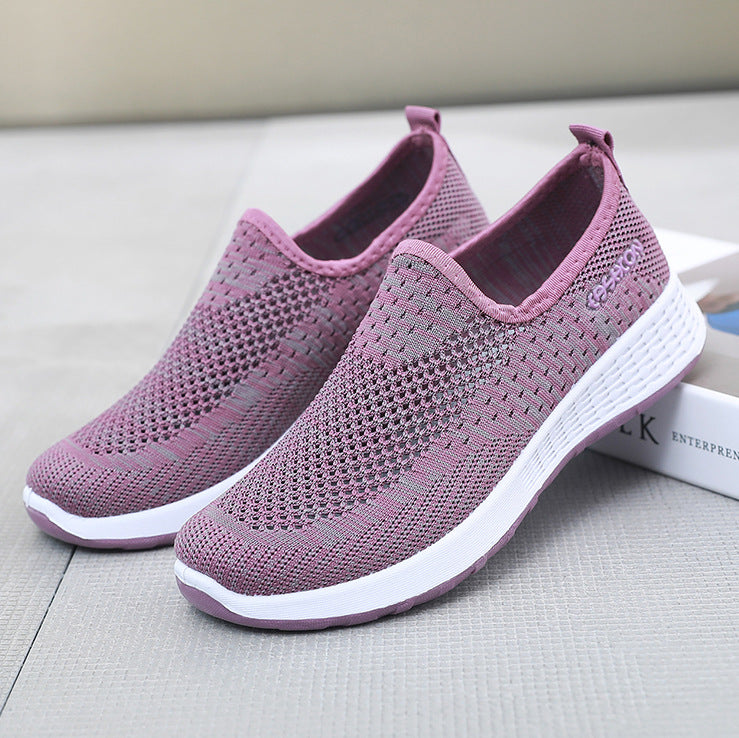 Women's Breathable Mesh Slip-on Mother Flat Sports