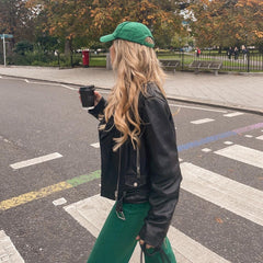 Pantalon droit vert High Street Jeans Street Pantalon ample à coupe ample