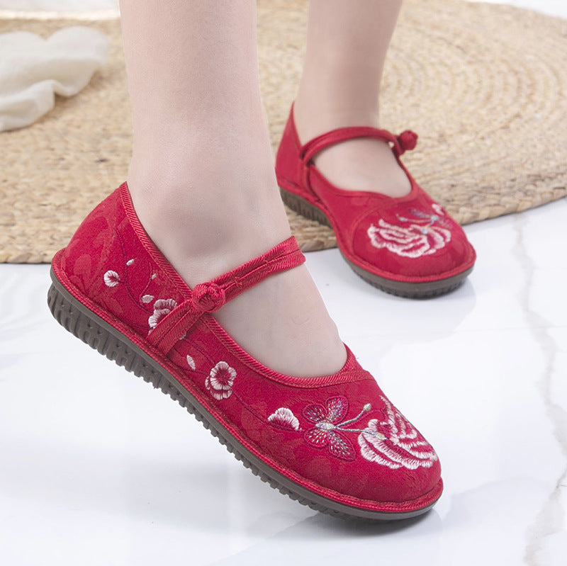 Women's Beijing Cloth Flat Handmade Embroidered Mother