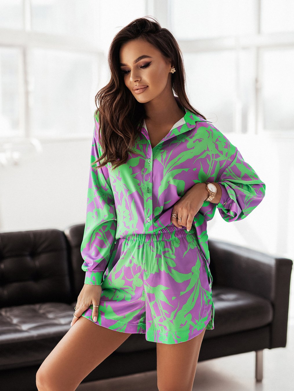 Casual Loose Shirt Shorts Two-Piece Set Vacation Suit