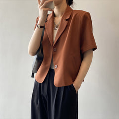 Solid Color Short Sleeved Small Korean Loose Short Small Blazers