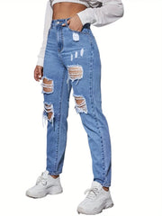 Zerrissene Jeans mit hoher Taille