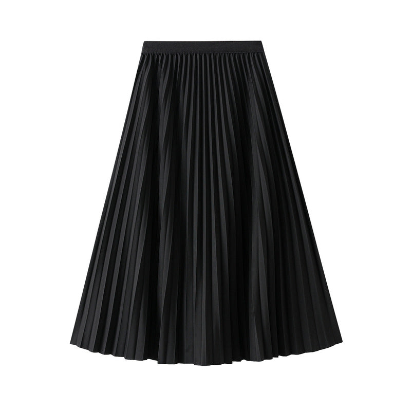 Draping Pleated Skirt Viscose Linen Skirt Mid Long Slim High Waist A line Skirt