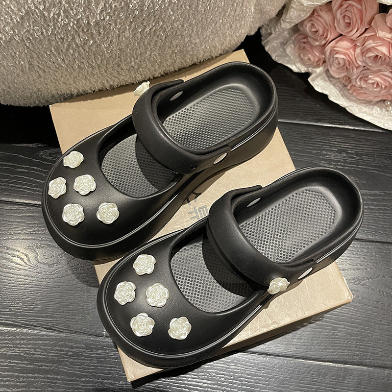 Women's Black Mary Jane For Summer Platform
