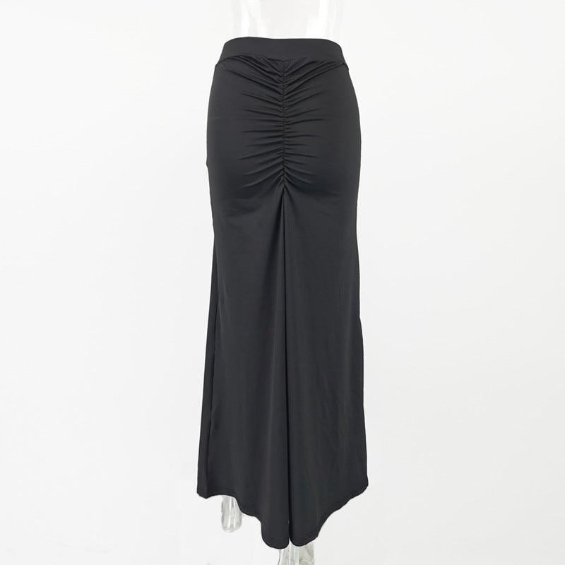 Peach Sheath Pleated Skirt