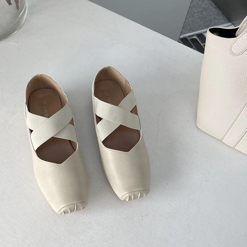 Popular Retro Soft Grandma Square Toe