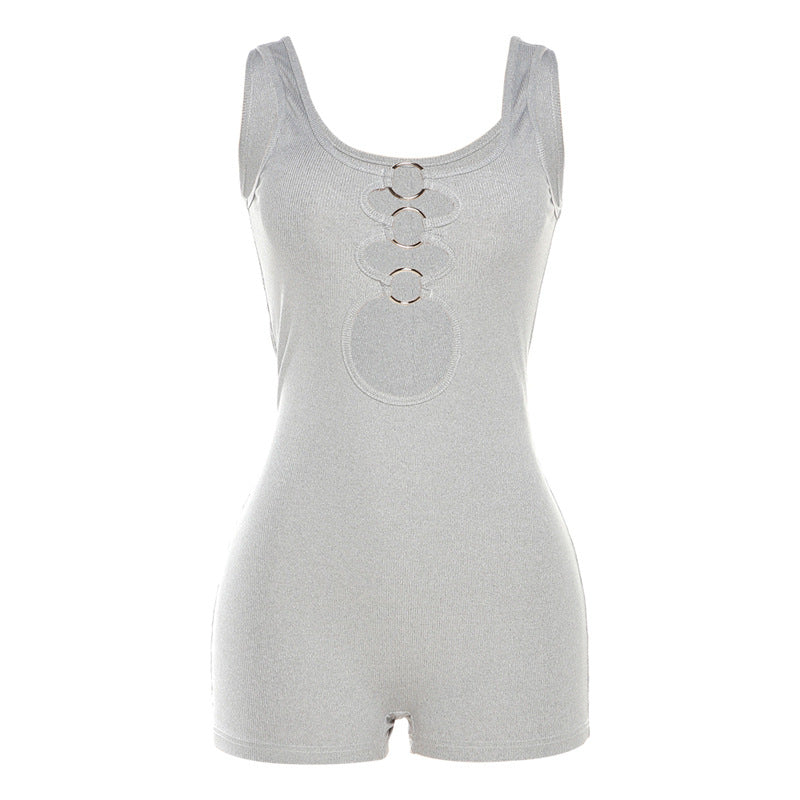 Cutout High Waist Sleeveless Skinny Sheath Sports Jumpsuit