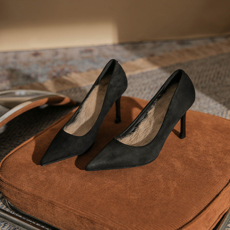Damen Spitz High Stiletto Frühling Wildleder Heels
