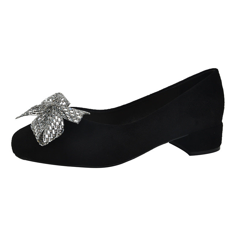 Women's Autumn Shallow Mouth Fat Feet Black