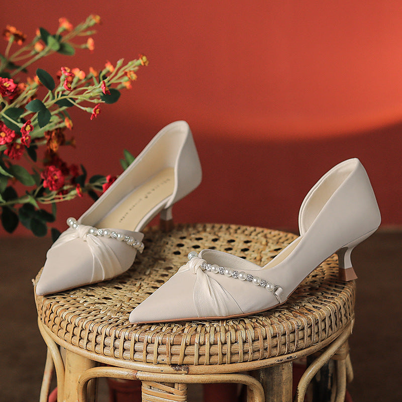 Women's High Stiletto Pearl Twist Side Empty