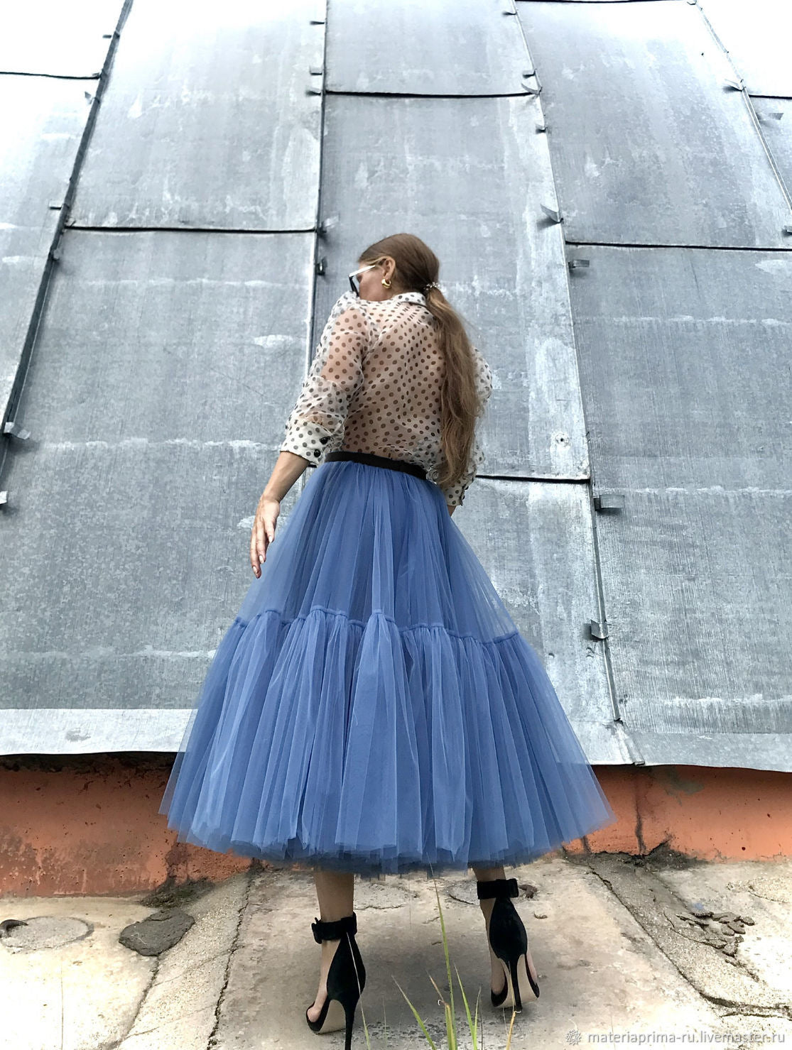 Langes bodenlanges Kleid Übergroßer Swing-Netzrock Patchwork-Maxikleid A-Linie Pettiskirt mit hoher Taille