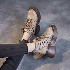 Women's Thick-soled Retro Cowhide Roman Female