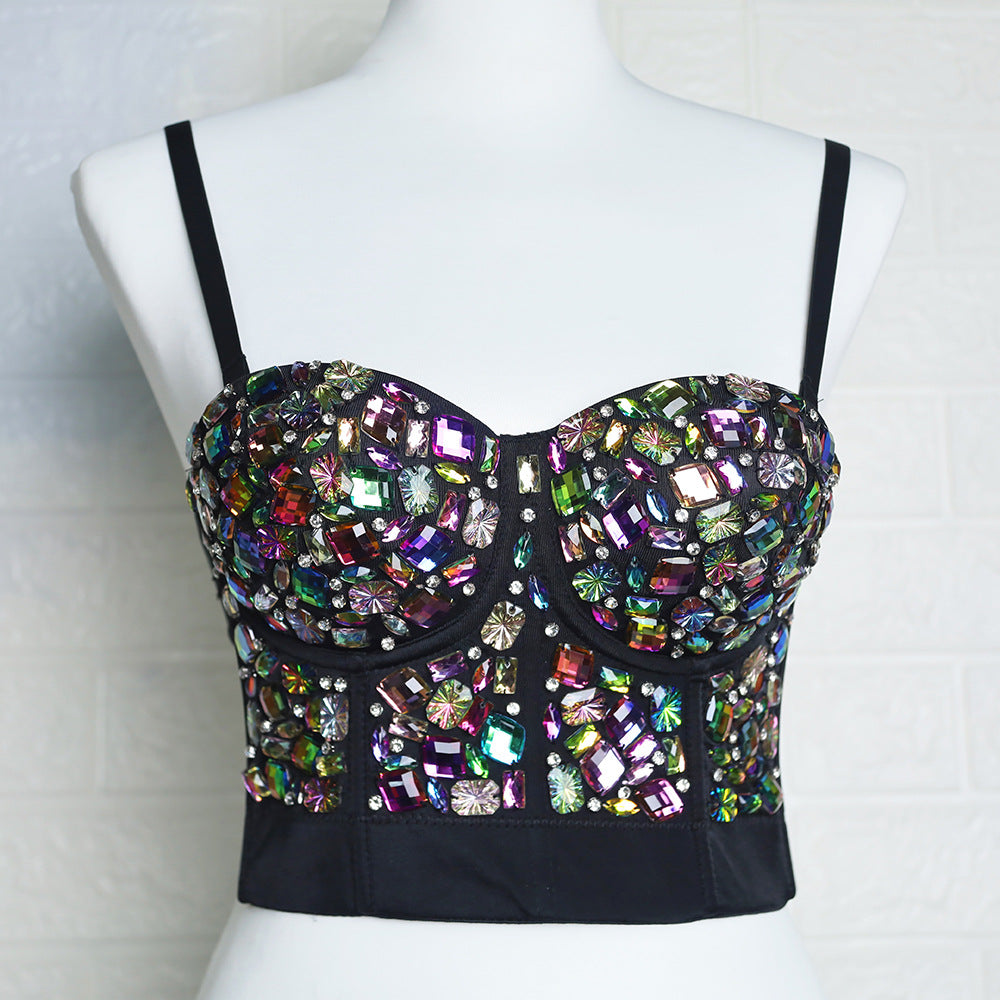 Beaded Tube Top Beauty Back Strap Variety Show Acrylic Diamond Performance Wear Corset