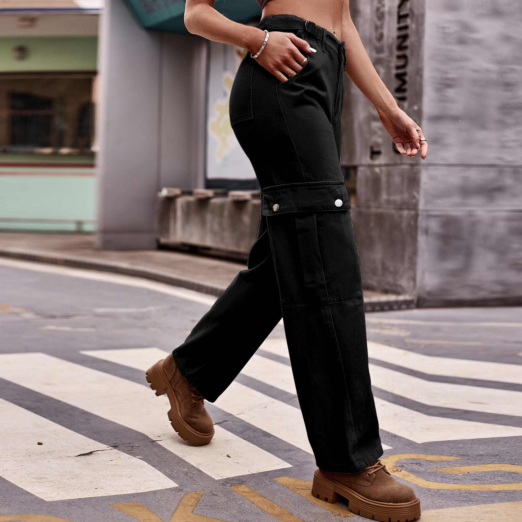 Adjustable Waist Denim Overalls Casual Trousers