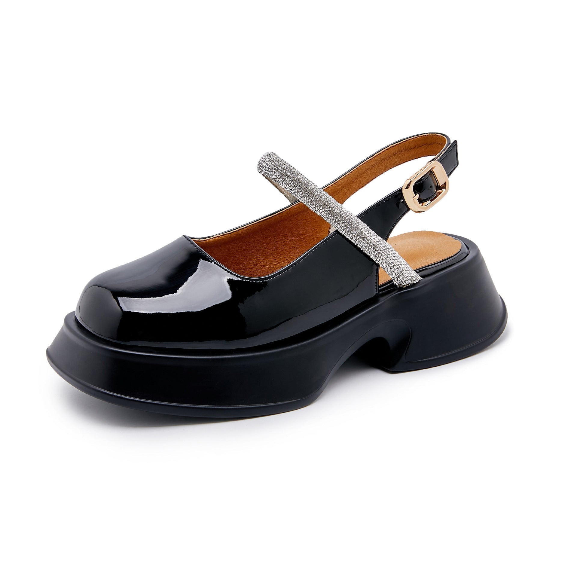 Women's Mary Jane Square Toe Rhinestone Thick