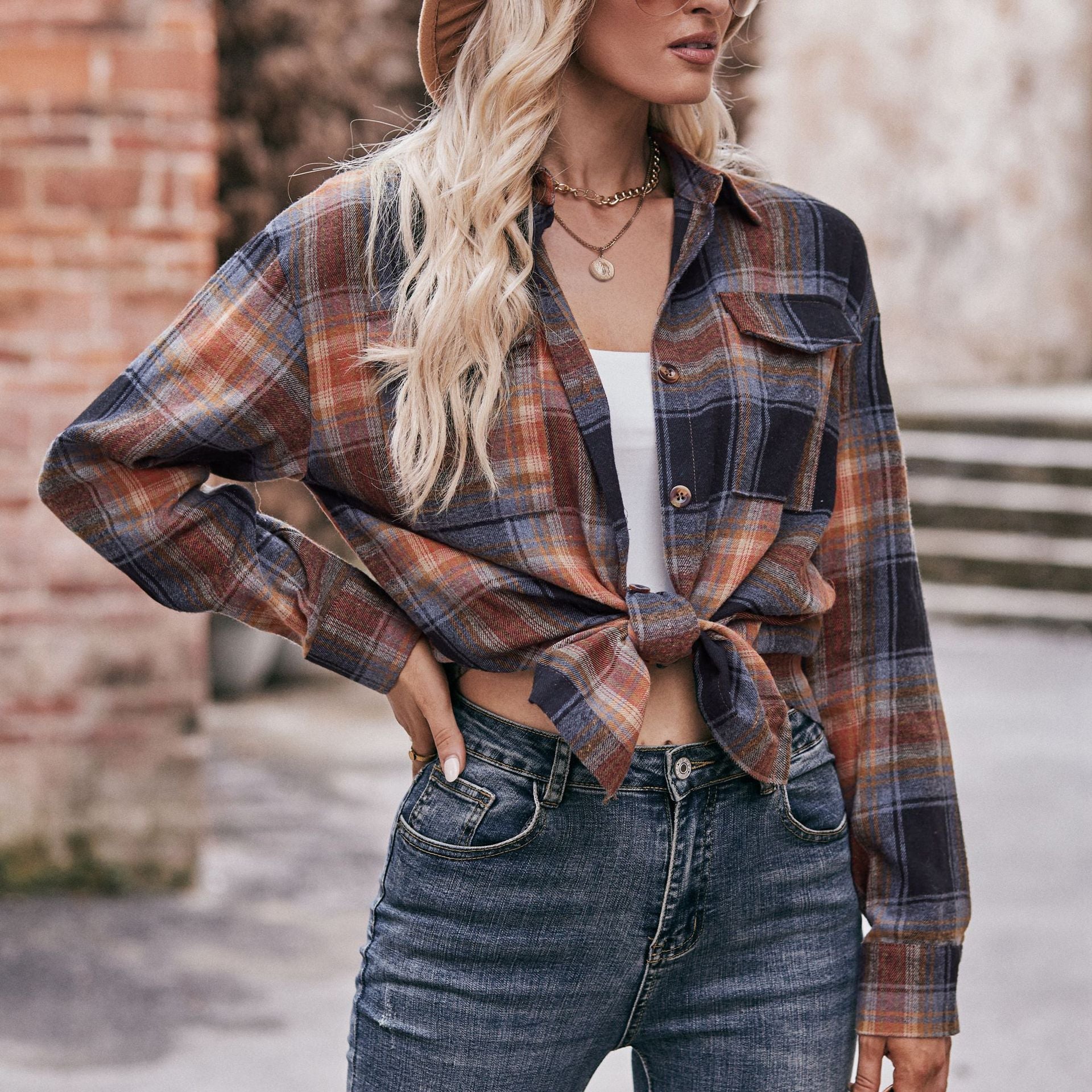 Casual Oversize Loose Plaid Shirt