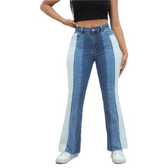 Jean extensible délavé de couleur contrastée