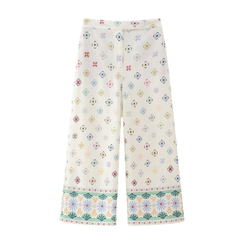 Linen Printed Blended Vest  Linen Printed Culottes