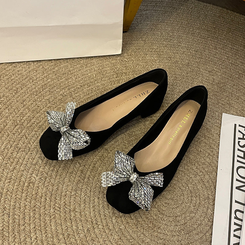 Women's Autumn Shallow Mouth Fat Feet Black